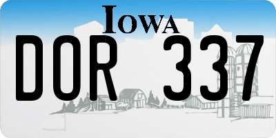 IA license plate DOR337