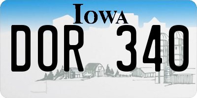 IA license plate DOR340