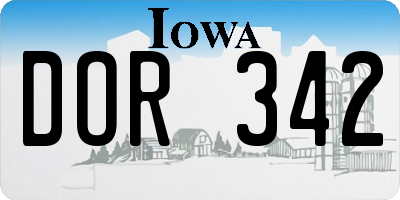 IA license plate DOR342