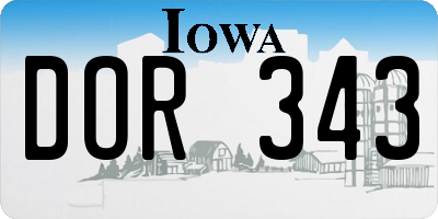 IA license plate DOR343