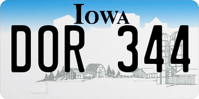 IA license plate DOR344