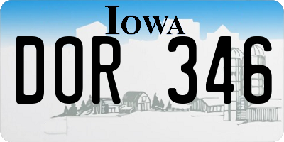 IA license plate DOR346