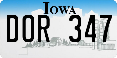 IA license plate DOR347