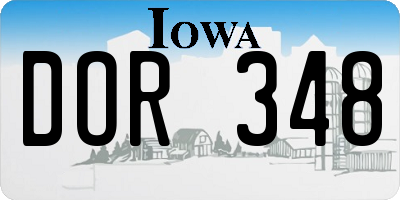 IA license plate DOR348