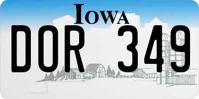 IA license plate DOR349