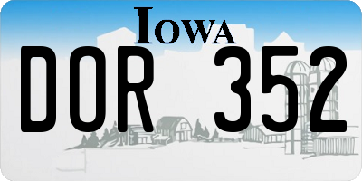 IA license plate DOR352