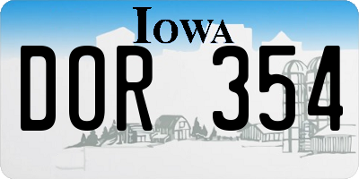 IA license plate DOR354