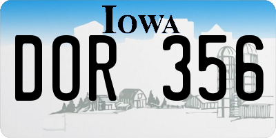 IA license plate DOR356