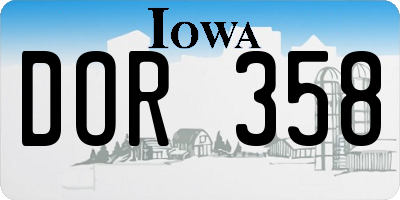 IA license plate DOR358