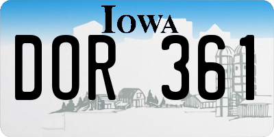 IA license plate DOR361
