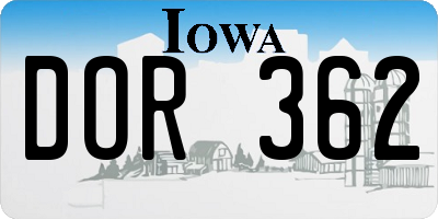 IA license plate DOR362