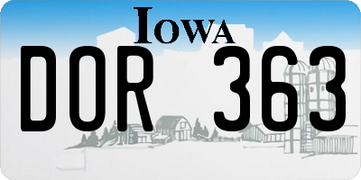 IA license plate DOR363