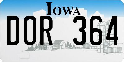 IA license plate DOR364