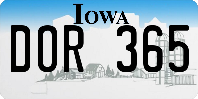 IA license plate DOR365