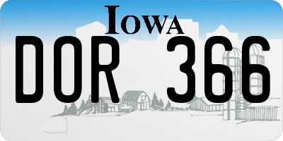IA license plate DOR366