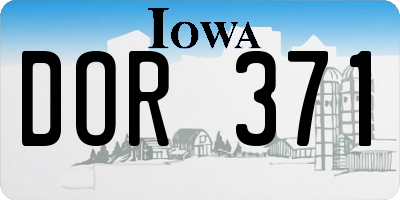 IA license plate DOR371