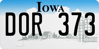 IA license plate DOR373