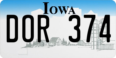 IA license plate DOR374