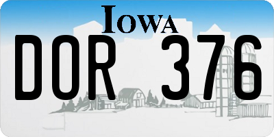 IA license plate DOR376
