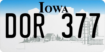 IA license plate DOR377