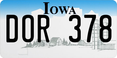 IA license plate DOR378