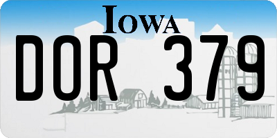 IA license plate DOR379