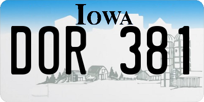 IA license plate DOR381