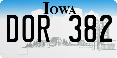 IA license plate DOR382