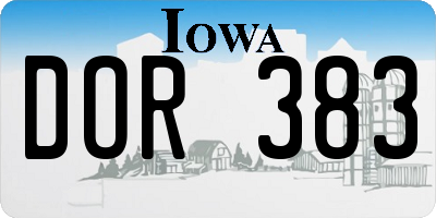 IA license plate DOR383