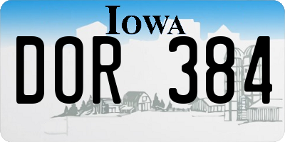 IA license plate DOR384