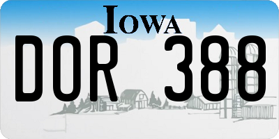 IA license plate DOR388
