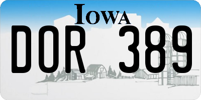 IA license plate DOR389