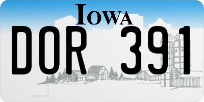IA license plate DOR391