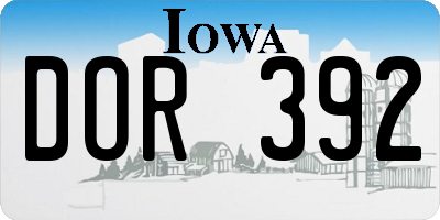 IA license plate DOR392