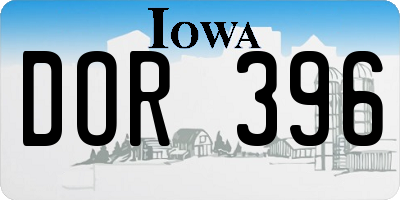 IA license plate DOR396