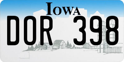 IA license plate DOR398
