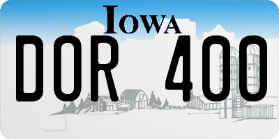 IA license plate DOR400