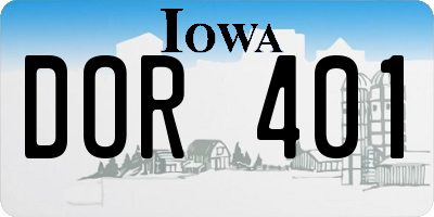 IA license plate DOR401