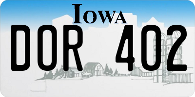 IA license plate DOR402