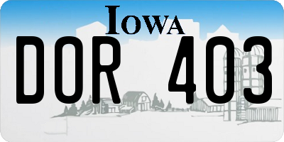 IA license plate DOR403
