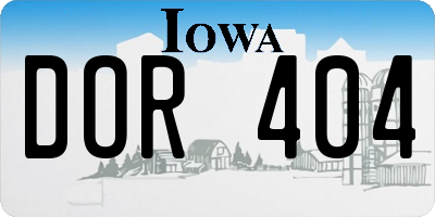 IA license plate DOR404