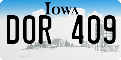 IA license plate DOR409