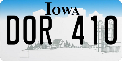 IA license plate DOR410