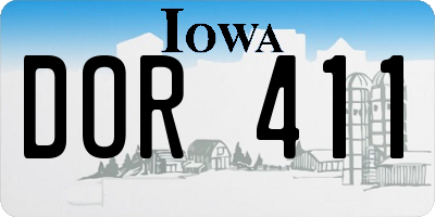 IA license plate DOR411