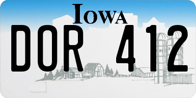 IA license plate DOR412