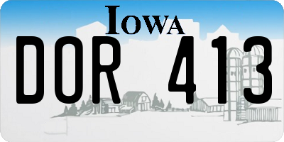 IA license plate DOR413