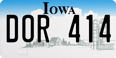 IA license plate DOR414
