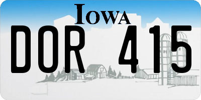 IA license plate DOR415
