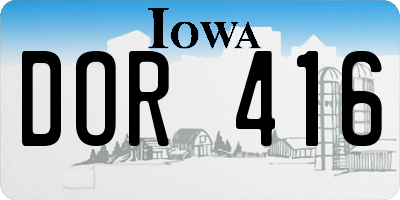 IA license plate DOR416