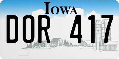 IA license plate DOR417